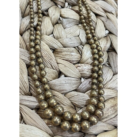 Vintage ART DECO BRASS BEAD Double Graduated Necklace FILIGREE CLASP-30s - Picture 2 of 8
